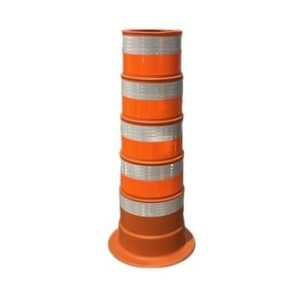Balise conique 48" tête plate orange bandes: orange D. et blanc H.I.