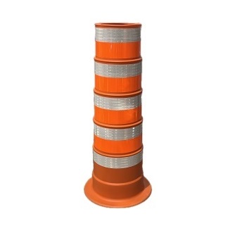 Balise conique 48" tête plate orange bandes: orange D. et blanc H.I.